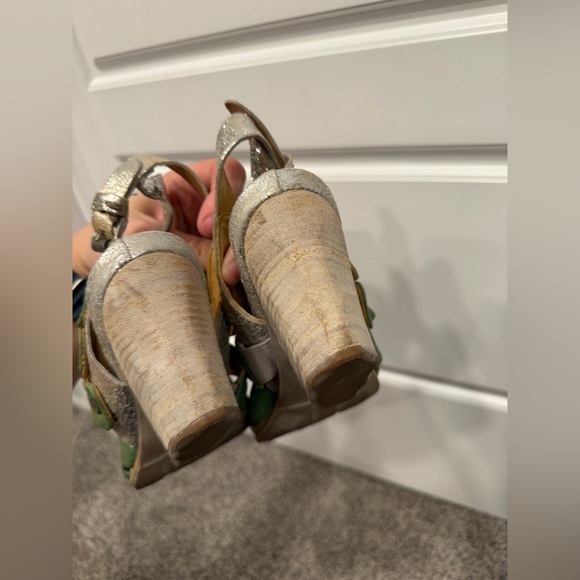 A.S 98 Green Wedge Sandals leather strappy size 37 - Picture 6 of 8